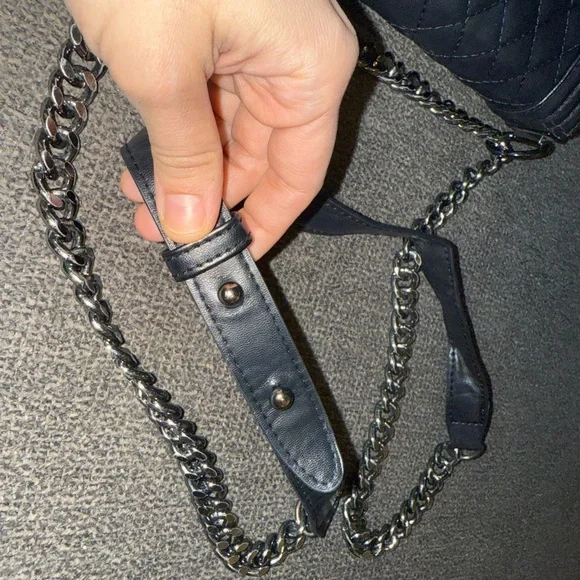 Elegant Black Quilted Shoulder Bag Small Medium Flap Crossbody Classic - Picture 5 of 9